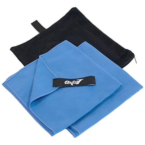 Oxid7® extraleichtes und schnelltrocknendes Mikrofaser Handtuch 2er Set M blau (40x80cm)