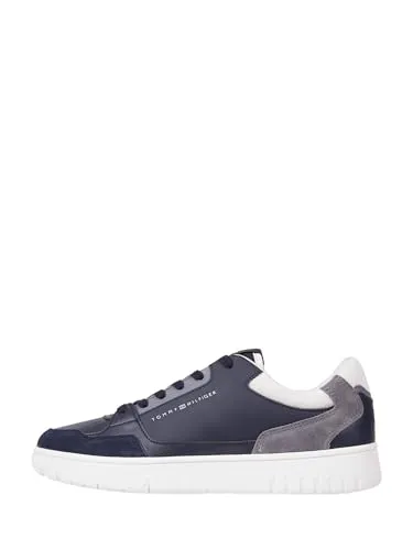 Tommy Hilfiger Herren Cupsole Sneaker Basket Core Schuhe, Blau (Desert Sky) - Herren-Sneaker aus hochwertigem Leder, bieten optimale Passform und stilvolles Design für jeden Anlass – bequem und vielseitig kombinierbar.