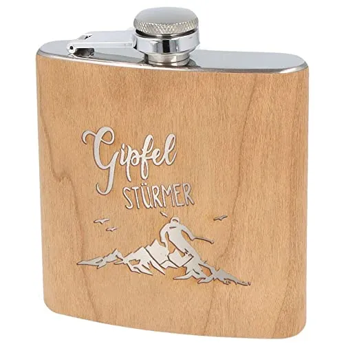 Spruchreif | Flachmann aus Edelstahl mit Gravur „Gipfel Stürmer“ – Geschenkidee für Ski- & Snowboarder | Perfekt für Après-Ski & Winterabenteuer