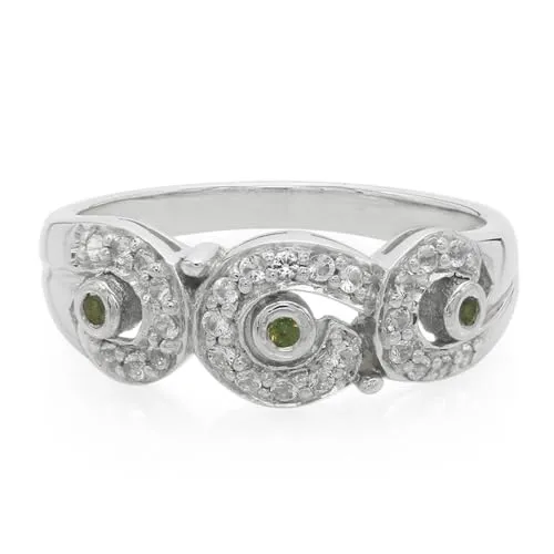 Cavill Alexandrit Silberring mit 3 grünen Alexandriten - Eleganter Damenring aus 925er Sterlingsilber mit faszinierendem Farbwechsel der Alexandrite und funkelnden Topasen – perfekt für jeden Anlass.