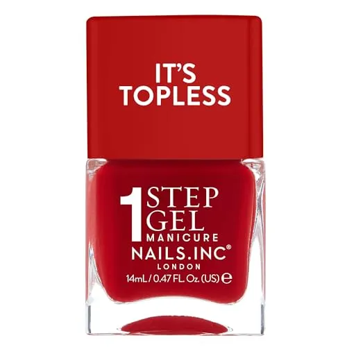 Nails Inc Topless Kendall (Lippenstift-rot) – Gel-Nagellack ohne UV – 1-Schritt-Maniküre mit ca. 8 Tagen Halt – Schnelltrocknend, vegan & 21-free – Für Kinder & Erwachsene – ohne Base & Top Coat