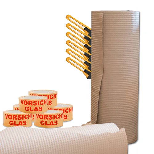 Polsterpapier 130 g/m² Noppenpapier 50 cm x 70 m 6x Cutter & 6x