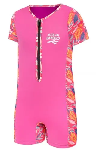 Aqua Speed Mistral Perle Neopren Einteiler für Kinder | Floral Pink/Violet, Größe: 7-8 Jahre - Hochwertiger Neopren-Einteiler für Jungen und Mädchen, bietet hervorragenden UV-Schutz und Bewegungsfreiheit. Ideal für alle Wasseraktivitäten und leicht zu reinigen.