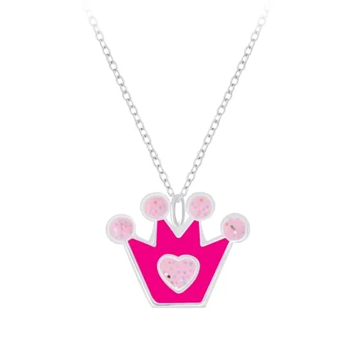 MONKIMAU Kinder Halskette Kronen aus 925 Sterling Silber - Mädchen Halskette, Kinderkette, Halsschmuck, Anhänger - hypoallergen, nickelfrei & verstellbar