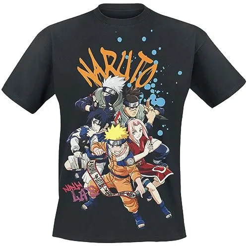 Naruto Team Männer T-Shirt schwarz L 100% Baumwolle Anime, Fan-Merch, TV-Serien