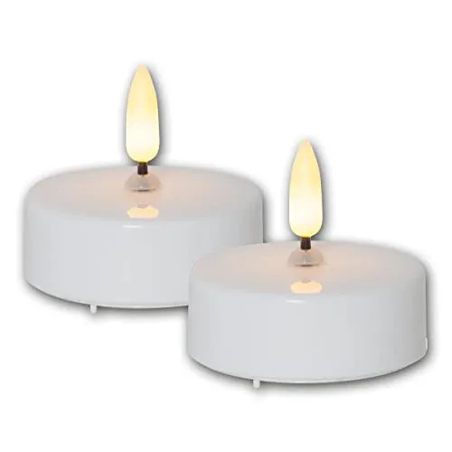 LED Teelicht Kerze 3D FLAMME maxi, weiß, mit Timer, 4er Set