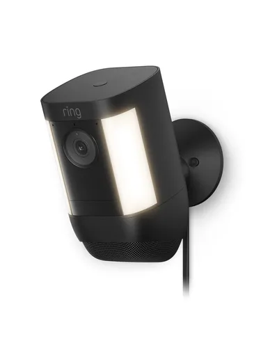 Spotlight Cam Pro Plug-In Black - Überwachungskamera mit integrierter Spotlight-Funktion, ideal für die Sicherheit Ihres Zuhauses, einfach zu installieren und bietet HD-Videoqualität.