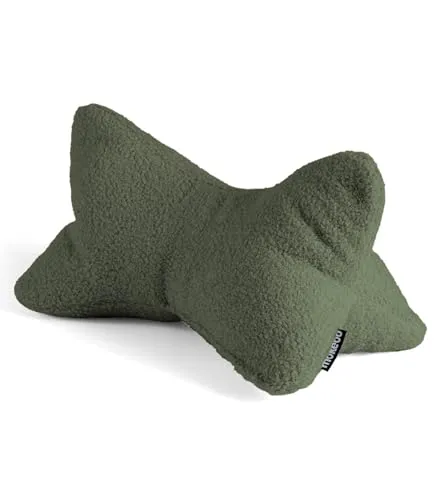mokebo Leseknochen – Ergonomisches Lesekissen in Grün - Vielseitiges Lesekissen aus weichem Bouclé-Stoff, ideal als Nackenkissen oder Buchstütze. Hergestellt in Deutschland, pflegeleicht und waschbar bei 30°. Perfekt für gemütliche Lesestunden!