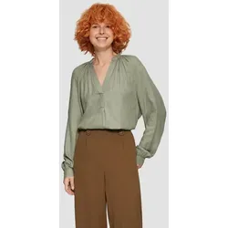 QS Langarmbluse Melierte Viskosebluse - Bluse aus 100% Viskose mit eleganter Raffung, ideal für einen lässigen Look im Alltag oder im Büro.