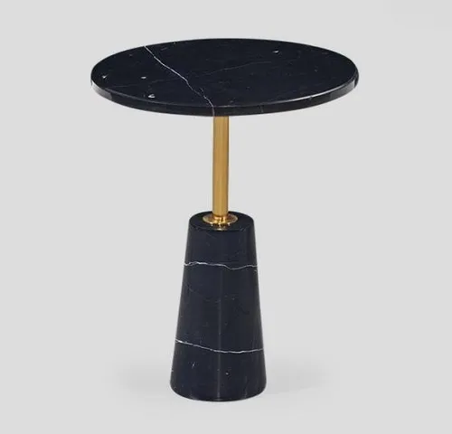 Schwarzer Runder Beistelltisch aus Marmor – Eleganter Designer Couchtisch