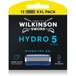 Wilkinson Hydro5 Rasierklingen, 12-tlg. - Rasierklingen mit 5 Ultra Glide Klingen und wasseraktiviertem Gel Reservoir für eine gründliche, komfortable und hautschonende Rasur.