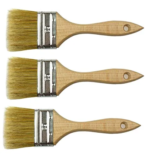 Flachpinsel Lackierpinsel Malerpinsel 3-er Set mit Holzgriff Größe: 63 mm/14 mm