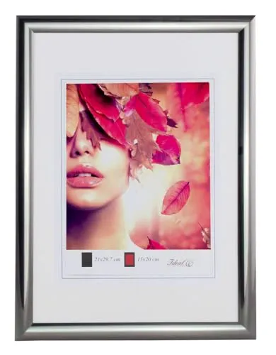 IDEAL TREND Moderner Bilderrahmen mit echtem Glas für wertvolle Erinnerungen Bilder Foto Rahmen mit abgerundetem Profil: Farbe: Stahl | Format: 30x40