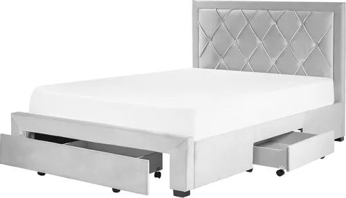 BELIANI Polsterbett Grau Samtstoff 140 x 200 cm mit 3 Schubladen