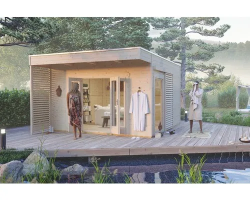 Gartenhaus SKAN HOLZ Tokio 4 mit Fußboden - Modernes Gartenhaus mit Flachdach, robustem Holzmaterial und KSK-M Dachbahn für optimalen Wetterschutz – ideal für Gartenlagerung und Freizeit.