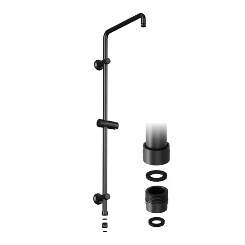 JOHO Edelstahl Duschstange mit Handbrausehalter und mit Gewindeadapter, Variable Wandbefestigungen Wandstange Regendusche Brausestange Schwarz