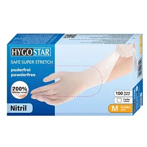 HYGOSTAR unisex Einmalhandschuhe SAFE SUPER STRETCH weiß Größe M, 100 St.