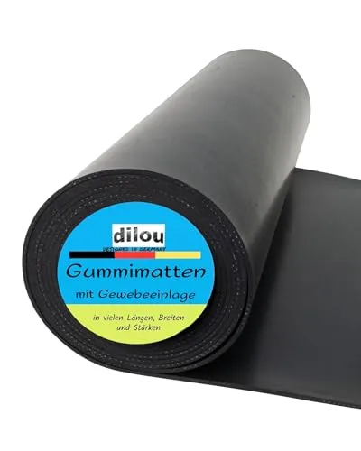 mi-gummi Gummimatte mit Gewebe, Industriematte, Schwarz, Dauerelastisch, 3000x500x5mm