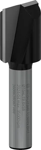 Bosch Professional Nutfräser Standard for Wood (Ø 15 mm, Arbeitslänge 19,6 mm, Zubehör Handfräse, 8mm), 2608628387