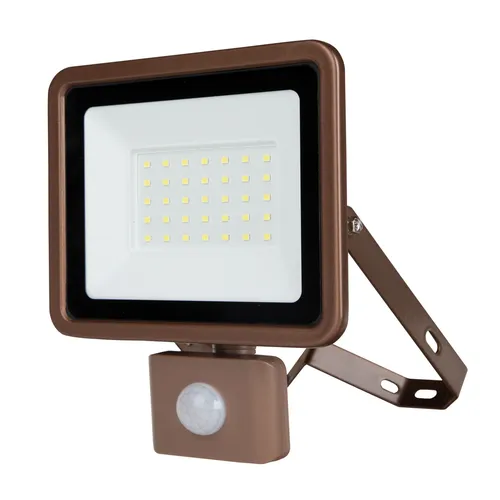 REV LED-Fluter Eco+, mit Sensor, 30W, 6500K, 2550lm, kaltweiß, IP44, bronze 2707616040