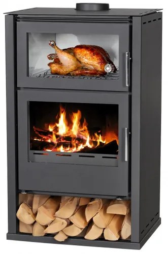 Kaminofen Victoria Modena F mit Backfach - 11,53 kW - Kaminofen für Innenräume mit Holz-Betrieb, Energieeffizienzklasse A und praktischem Backfach für zusätzliches Kochen oder Backen.