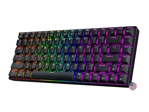 Geeky GK75 75% | Hot Swappable Mechanische Gaming-Tastatur | 84 Tasten Multi Color RGB LED Hintergrundbeleuchtung für PC/Mac Gamer| ANSI US Amerikanisches Layout (Schwarz, Mechanical Speed Yellow)