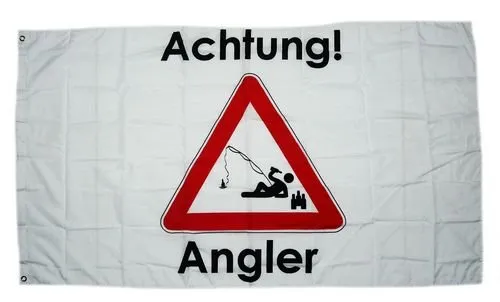 Fahne/Flagge Achtung Angler 90 x 150 cm