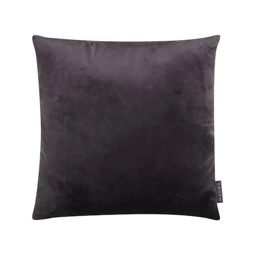 MAGMA Samt Uni Kissenbezug 50x50 cm - anthrazit,- samtig weich kuscheliger Stoff, rechteckiger Kissenbezug, für Wohnzimmer, Schlafzimmer, Büro und Gästezimmer Waschbar