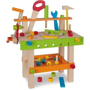 Eichhorn 100001844 - Bunte Werkbank inkl. Zubehör, 49-tlg., aus Lindenholz, fördert Motorik und Kreativität für kleine Handwerker ab 3 Jahren