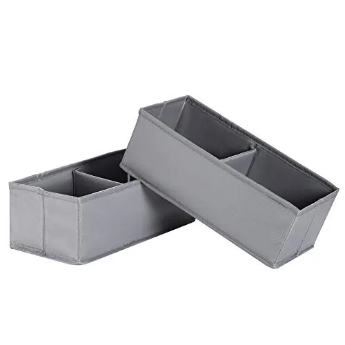 IHOMAGIC Aufbewahrungsbox Stoff 2er Aufbewahrungskorb Klein Stoffkisten Aufbewahrung Kinderzimmer Aufbewahrungskisten Faltbox 2 Fächer Faltbare Stoffbox für Regal Schrank Ordnungssystem 13x28x10cm
