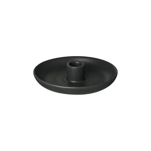 blomus Kerzenhalter -Vela- | runder Kerzenleuchter aus Steingut | Ø 14,5 x 3H cm | Farbe Black | Tischdeko & Wohnaccessoire