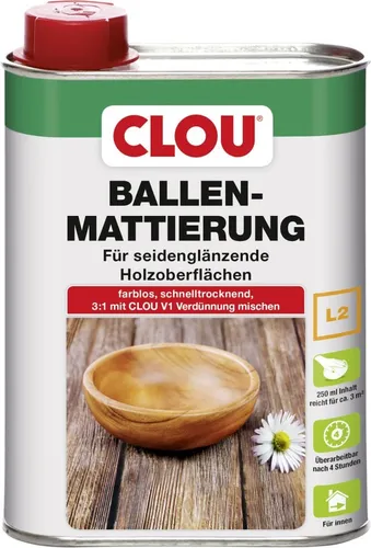 Clou Ballen Mattierung L2 250 ml farblos - Holzpflege für eine matte, natürliche Oberflächenbehandlung, ideal für Möbel und Fußböden.