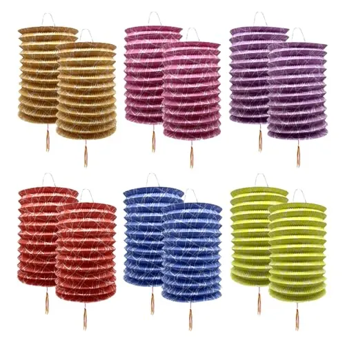 Papierlaternen Lampions, Papierlampion - Packung mit 12 chinesischen hängenden Papierlaternen, 6,3 Zoll groß, essentiell für asiatische Geburtstage, Hochzeiten, Neujahrsdekoration und Feierlichkeiten