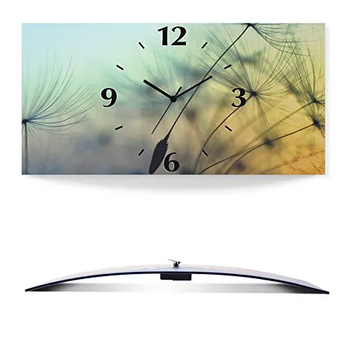 ARTLAND Lautlose Wanduhr Pusteblume 60x30 cm - Moderne Wanduhr aus Aluminium, geräuschloses Uhrwerk und UV-beständige Farben für langlebige Farben – ideal für jedes Zimmer.