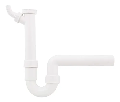 Viega Röhrengeruchsverschluss 102449 | Siphon für Spülen mit Geräteanschluss | 1 1/2 Zoll x 40 mm | 45° Schlauchverschraubung | Stabiler Kunststoff | Weiß | 22548 9