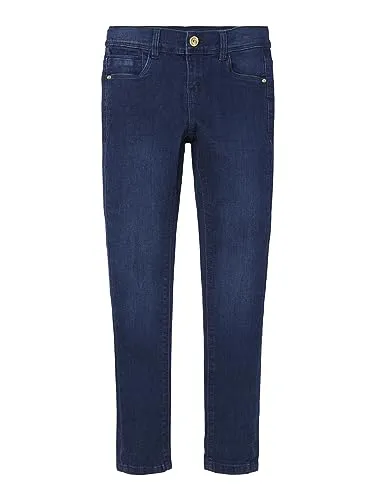 NAME IT Kindern NKFPOLLY DNMTASI Pant NOOS Jeans, Medium Blue Denim, 146 - Damen-Jeanshosen mit praktischem, verstellbarem Bund und elastischem Stoff für optimalen Komfort und Passform.