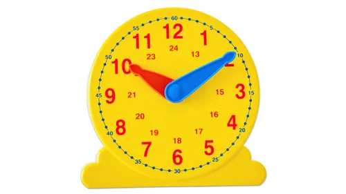 Betzold Lernuhr Schüler-Uhr in Gelb - Lernuhr für Kleinkinder, ideal zum spielerischen Ablesen der Uhrzeit mit großen Zahlen und einklappbarem Stativ für flexiblen Einsatz im Unterricht.