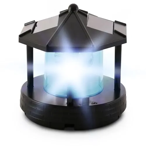 Raburg Solar LED Leuchteinheit für Leuchtturm Roter Sand 50 & 80 cm, rotierendes Licht mit Spiegel, Dämmerungssensor, austauschbarer Akku, Ersatz-Leuchte | Ø 9,5 cm