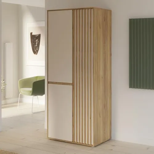 Forte ELISTON Kleiderschrank 80 90, 2-türig mit Lamellendesign