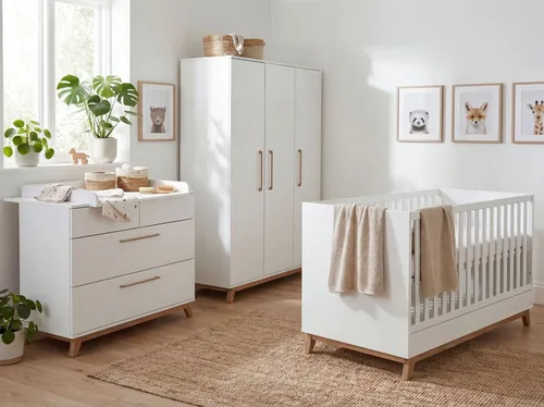 Arthur Berndt Babyzimmer Set, Weiß & Walnuss