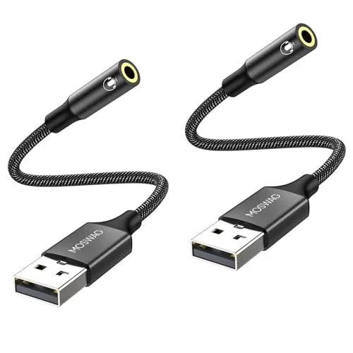 MOSWAG USB auf 3,5 mm AUX Klinke Stereo Externe Soundkarte Audio Adapter