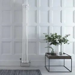 Röhrenheizkörper Vertikal Schmal 180cm x 20cm 3 Säulen Nostalgie Weiß - Regent Hudson Reed