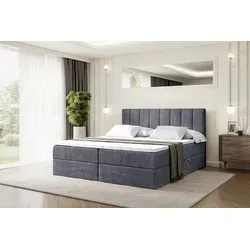 ALTDECOR Boxspringbett OTTA mit H3 Matratze und Topper - 120 x 200 cm - Dunkelgrau Samt - Polsterbett mit Bettkasten für optimalen Stauraum, mittelhart H3 für erholsamen Schlaf und abnehmbarer Bezug, ideal für Allergiker.