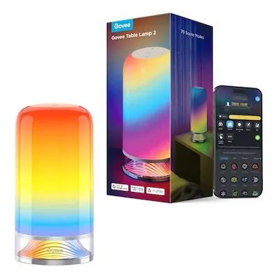 Govee RGBICWW Tischlampe - Tischleuchte mit über 60 Szenenmodi, steuerbar via Touch, Govee App oder Sprachbefehlen. Ideal für entspannte Abende oder Partys, mit dimmbarer Timer-Funktion für sanftes Einschlafen und Aufwachen.