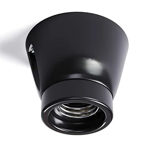 Wandfassung aus Porzellan, Lampenfassung E27, gerade - Schwarz