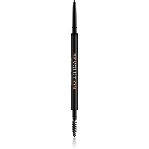 Makeup Revolution Precise Brow Pencil Präzisionsaugenbrauenstift mit Bürste Farbton Dark Brown 0.05 g