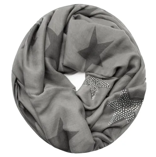 Gloop Loop schal leichterLangschal mit Sterne Muster Schlauchschal Tuch Viele Farben