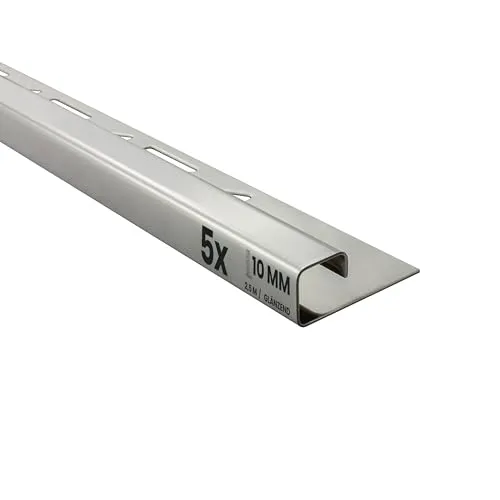5x Quadrat Edelstahlschiene Fliesenschiene Fliesenprofil L250cm 10mm glänzend