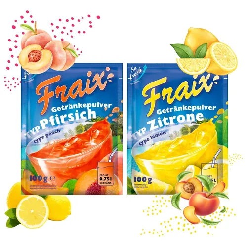 FRAIX Getränkpulver Pfirsich + Zitrone (50er KOMBIPACK) (je 25 á 100g)