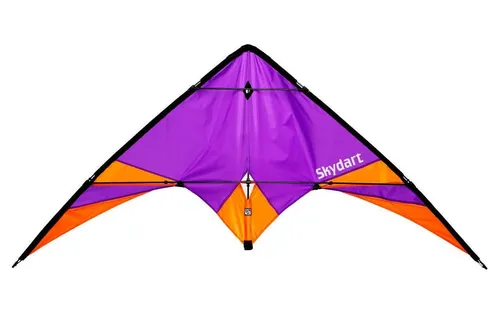 Wolkenstürmer® Skydart Lenkdrachen (lila) - Kite für Einsteiger und Fortgeschrittene – Flugfertig mit Polyesterleinen & Flugschlaufen - 175cm groß